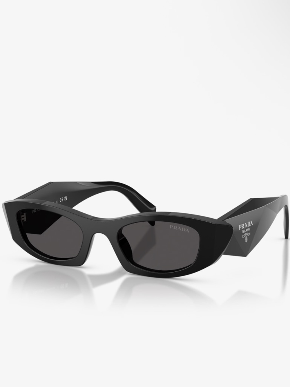 Prada Glossy Black Angular Cat-Eye Sunglasses